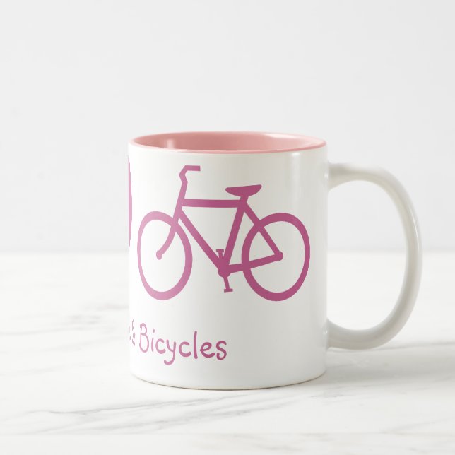 2 Couleurs Tasse Paix, Amour & Vélos (Droit)