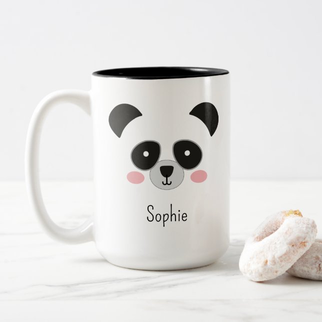 2 Couleurs Tasse Panda Kawaii Mignon – Conception de nom pers (Avec donut)