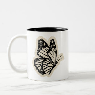 2 Couleurs Tasse Papillon Vintage   Insecte Botanique Noir Co