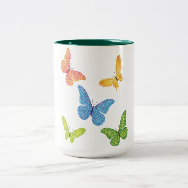 2 Couleurs tasse papillons colorés (Centre)