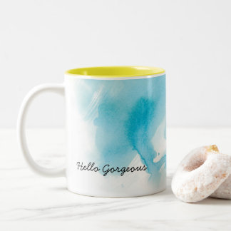 2 Couleurs Tasse personnalisable d'aquarelle d'Aqua turquoise