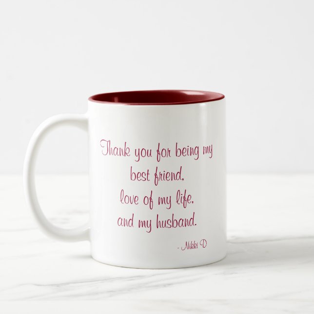 2 Couleurs Tasse personnalisable de "amour" de citation (Gauche)