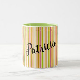 2 Couleurs Tasse personnalisée à rayures verticales orange et