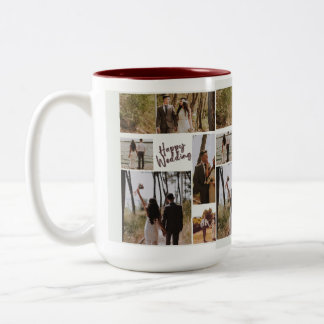 2 Couleurs Tasse personnalisée avec collage de photos de mari