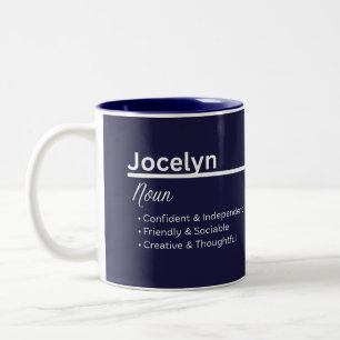 2 Couleurs Tasse personnalisée avec le nom Jocelyn Fille Sign