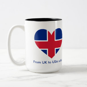 2 Couleurs Tasse personnalisée avec nom et drapeau du Royaume