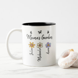 2 Couleurs Tasse personnalisée avec nom et fleur de naissance