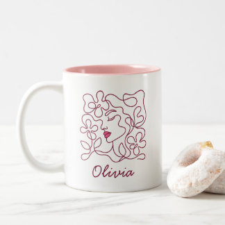 2 Couleurs Tasse personnalisée avec nom personnalisé et illus