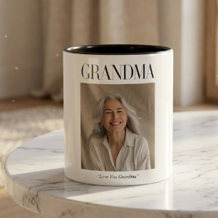 2 Couleurs Tasse personnalisée avec photo de grand-mère   Je 