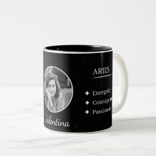 2 Couleurs Tasse personnalisée avec photo et nom Traits du zo