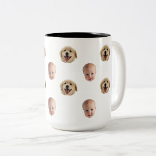 2 Couleurs Tasse personnalisée avec visage de famille mignon