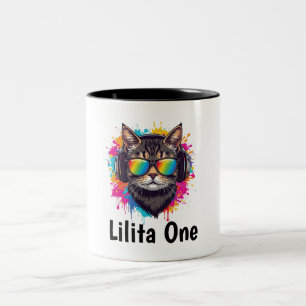 2 Couleurs Tasse Personnalisée Chat Cool avec Lunettes de Sol