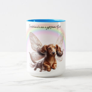 2 Couleurs Tasse personnalisée Dachshund volant