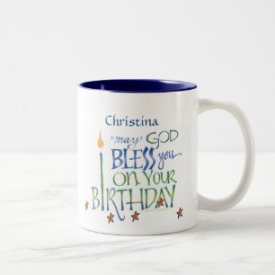 2 Couleurs Tasse personnalisée de bénédictions d'anniversa