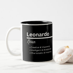 2 Couleurs Tasse personnalisée Définition du prénom Leonardo