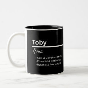 2 Couleurs Tasse personnalisée Définition du prénom Toby pour