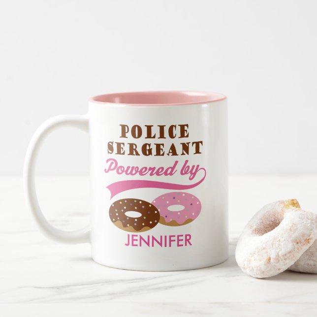 2 Couleurs Tasse personnalisée drôle de cadeau de sergent de (Avec donut)
