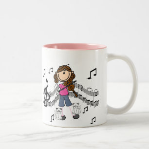 2 Couleurs Tasse Personnalisée Joueuse de Violon en Bâtonnets
