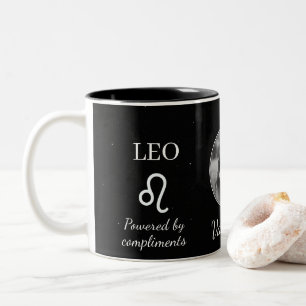 2 Couleurs Tasse personnalisée Leo Zodiaque avec nom et trait