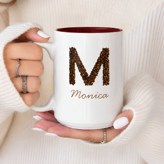 2 Couleurs Tasse Personnalisée Lettre M Monogramme de Grain d