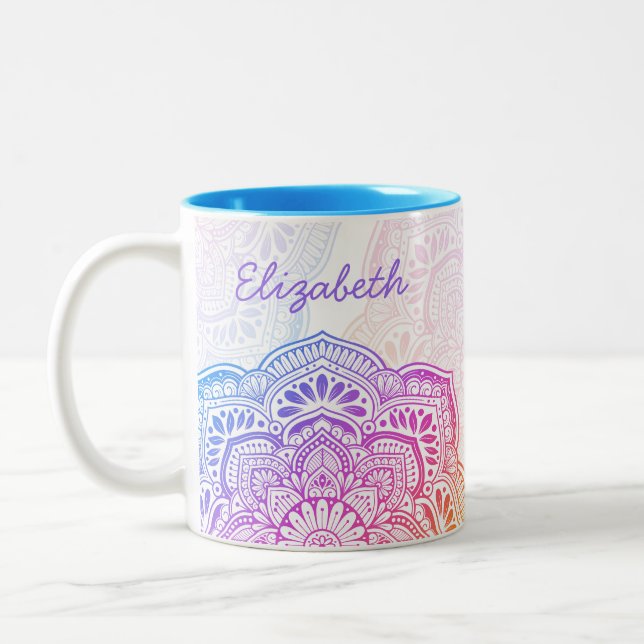 2 Couleurs Tasse personnalisée Mandala Prism Flower (Gauche)
