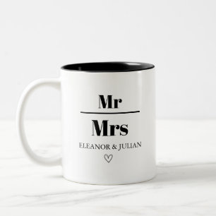 2 Couleurs Tasse personnalisée Mr et Mrs personnalisée Nom du