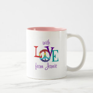 2 Couleurs Tasse personnalisée Paix et Amour