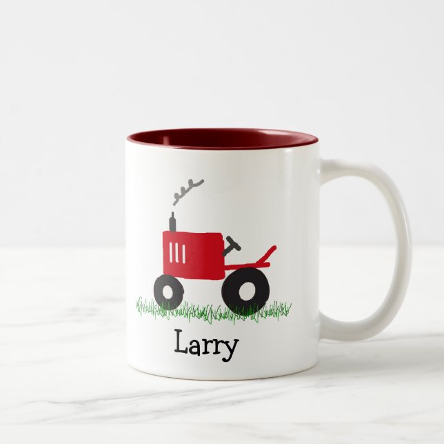 2 Couleurs Tasse personnalisée par tracteur rouge (Droit)