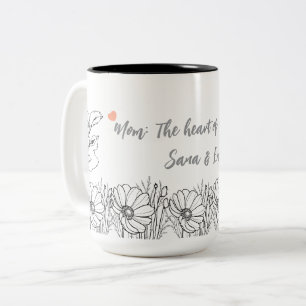 2 Couleurs Tasse personnalisée pour la fête des mères avec fl