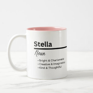 2 Couleurs Tasse Personnalisée Signification du Nom Stella Gi