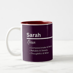 2 Couleurs Tasse Personnalisée Signification du Prénom Sarah 