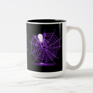2 Couleurs Tasse personnalisée toile d'araignée noire et viol