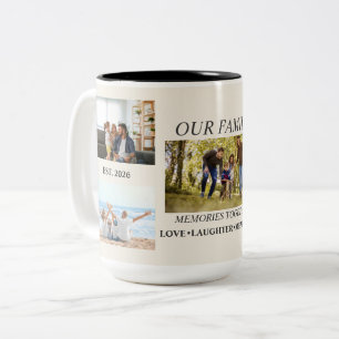 2 Couleurs Tasse photo avec nom de famille personnalisé
