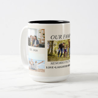 2 Couleurs Tasse photo avec nom de famille personnalisé 