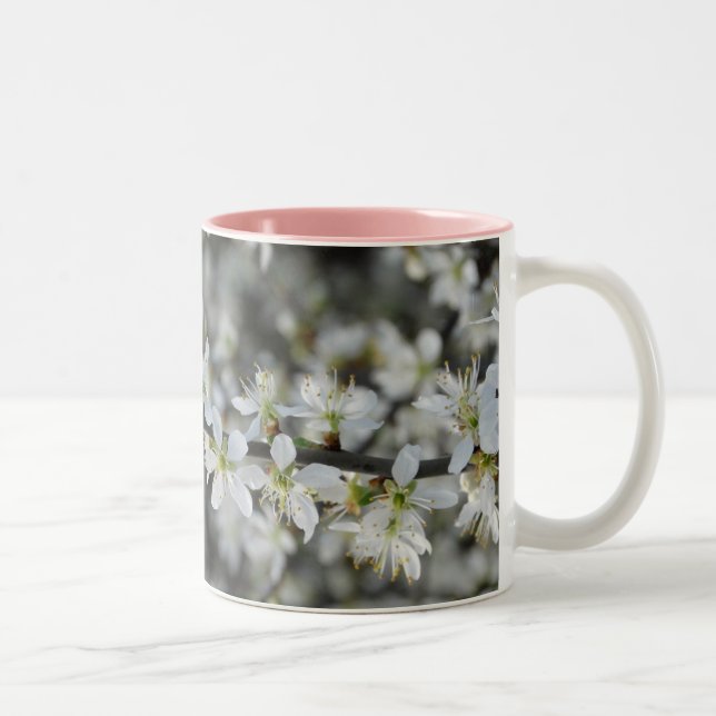 2 Couleurs Tasse photo Fleurs Blanches de Printemps (Droit)