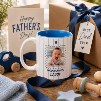 2 Couleurs Tasse photo personnalisée Bonjour Papa de Bébé