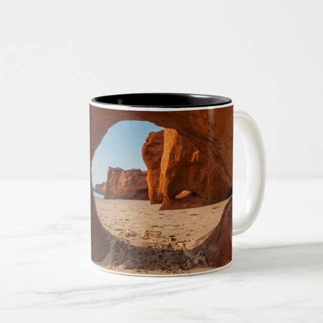 2 Couleurs Tasse photo plage et cap (Devant droit)