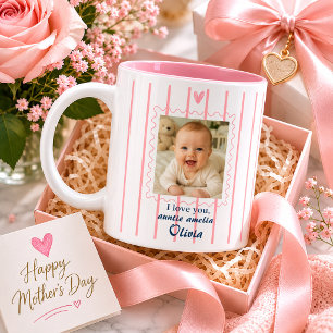 2 Couleurs Tasse Photo Tatie Personnalisée avec Photo de Bébé
