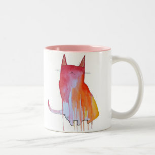 2 Couleurs Tasse   Pierre de Kitty d'aquarelle