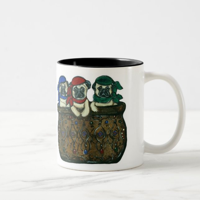 2 Couleurs Tasse Pirate Pug (Droit)