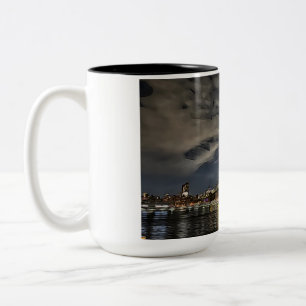 2 Couleurs Tasse Pont de Manhattan la Nuit