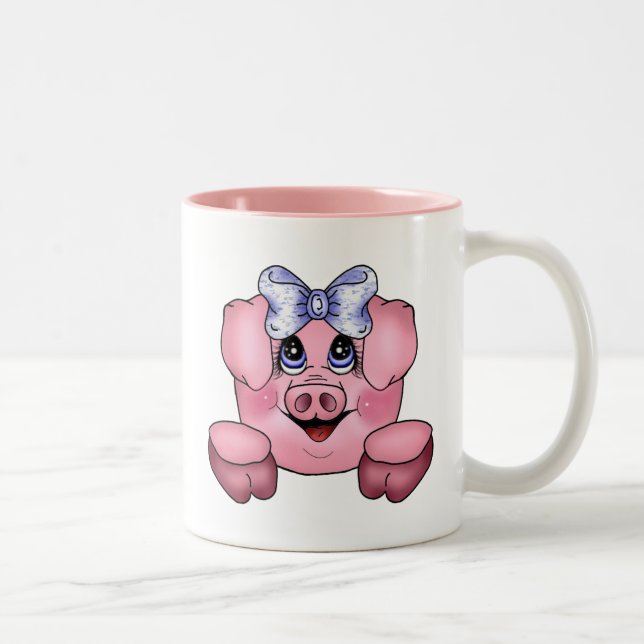 2 Couleurs Tasse porcine de visage (Droit)