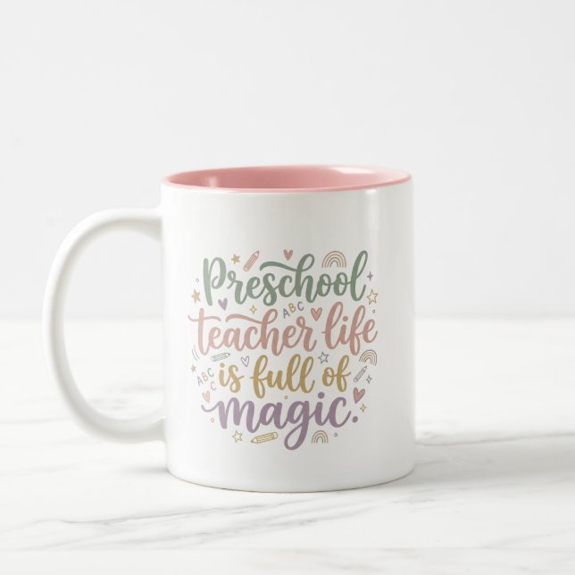 2 Couleurs Tasse pour Enseignant de Maternelle Boho La Vie es (Gauche)