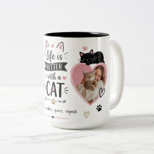 2 Couleurs Tasse pour les amoureux de chats avec photos perso