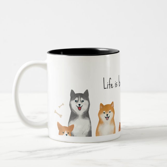 2 Couleurs Tasse pour les amoureux de chiens (Gauche)