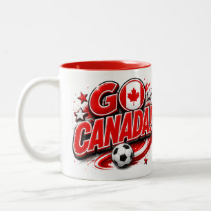 2 Couleurs Tasse pour supporter de soccer patriotique GO Cana