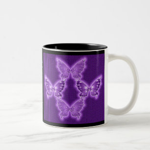2 Couleurs Tasse pourpre lumineuse de motif de papillon