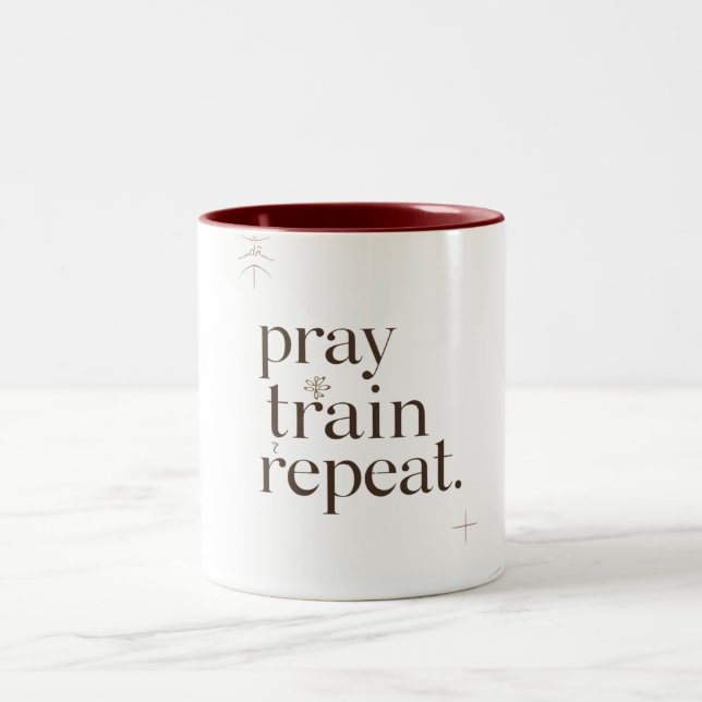 2 Couleurs Tasse Prière Entraînement Répéter – Motivation Fit (Centre)