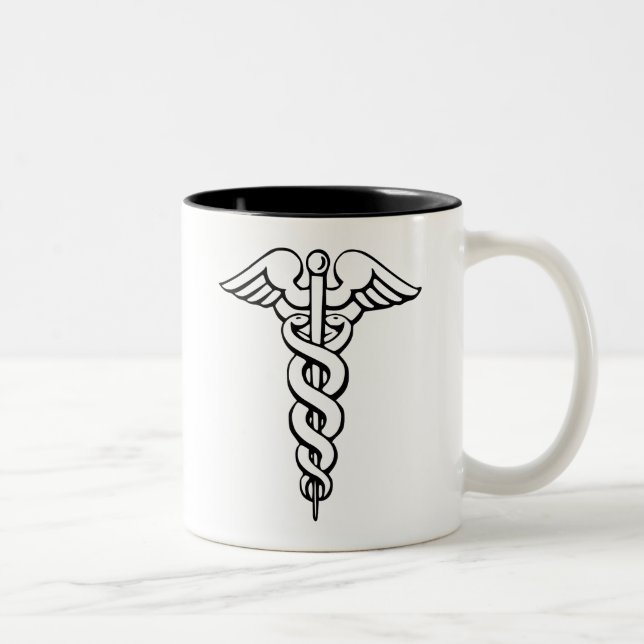 2 Couleurs Tasse professionnelle symbole caducée médical (Droit)