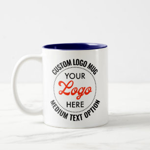 2 Couleurs Tasse promotionnelle Navy à texte moyen et logo bi